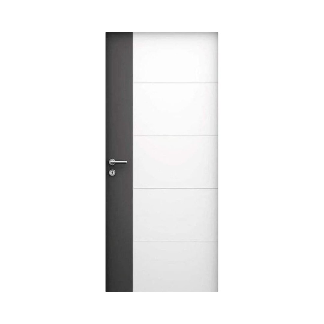 WD-M014 wooden door — designer geometric cnc design in two-tone laminate with CNC V-grooving