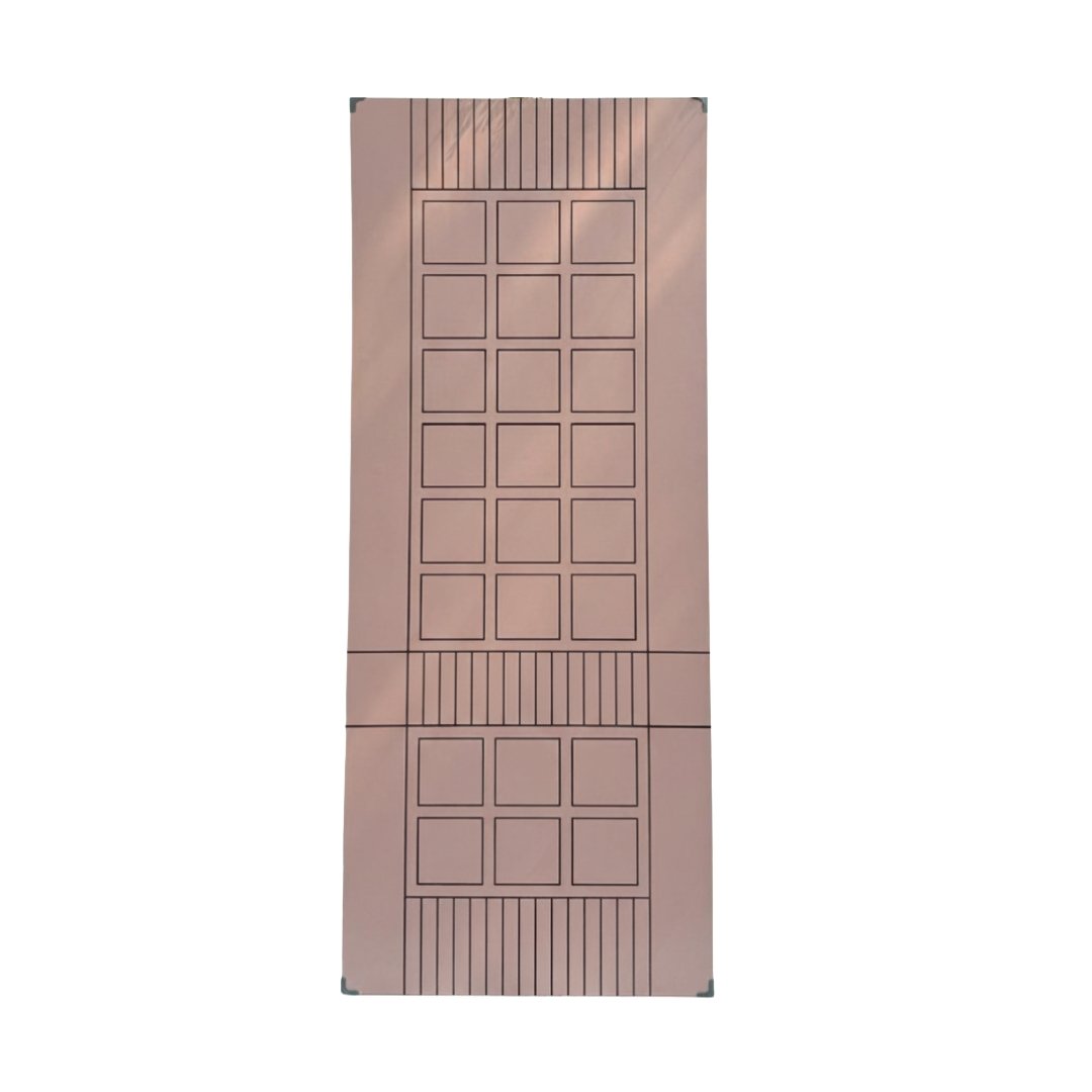 WD-M017 wooden door — designer geometric cnc design in two-tone laminate with CNC V-grooving