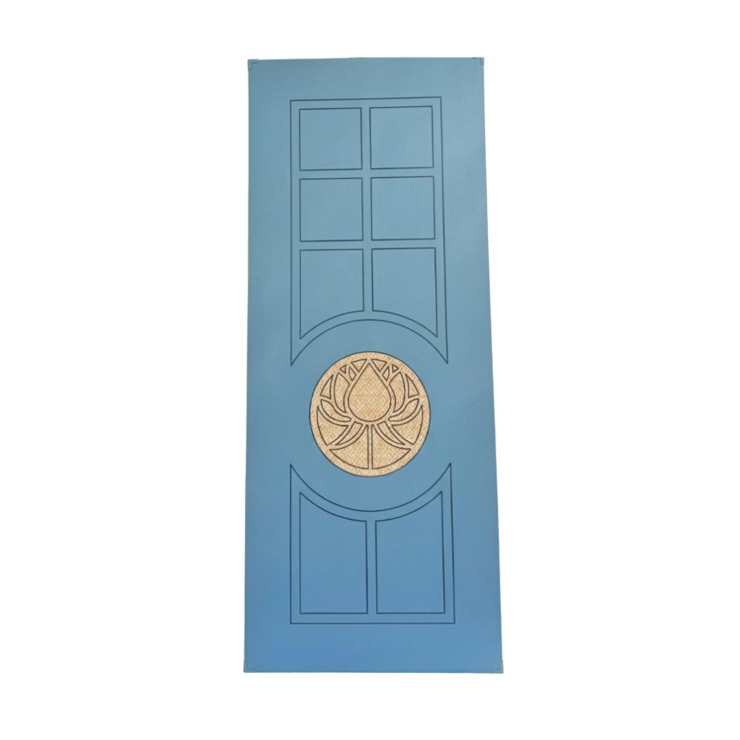 WD-M019 wooden door — designer geometric cnc design in two-tone laminate with CNC V-grooving