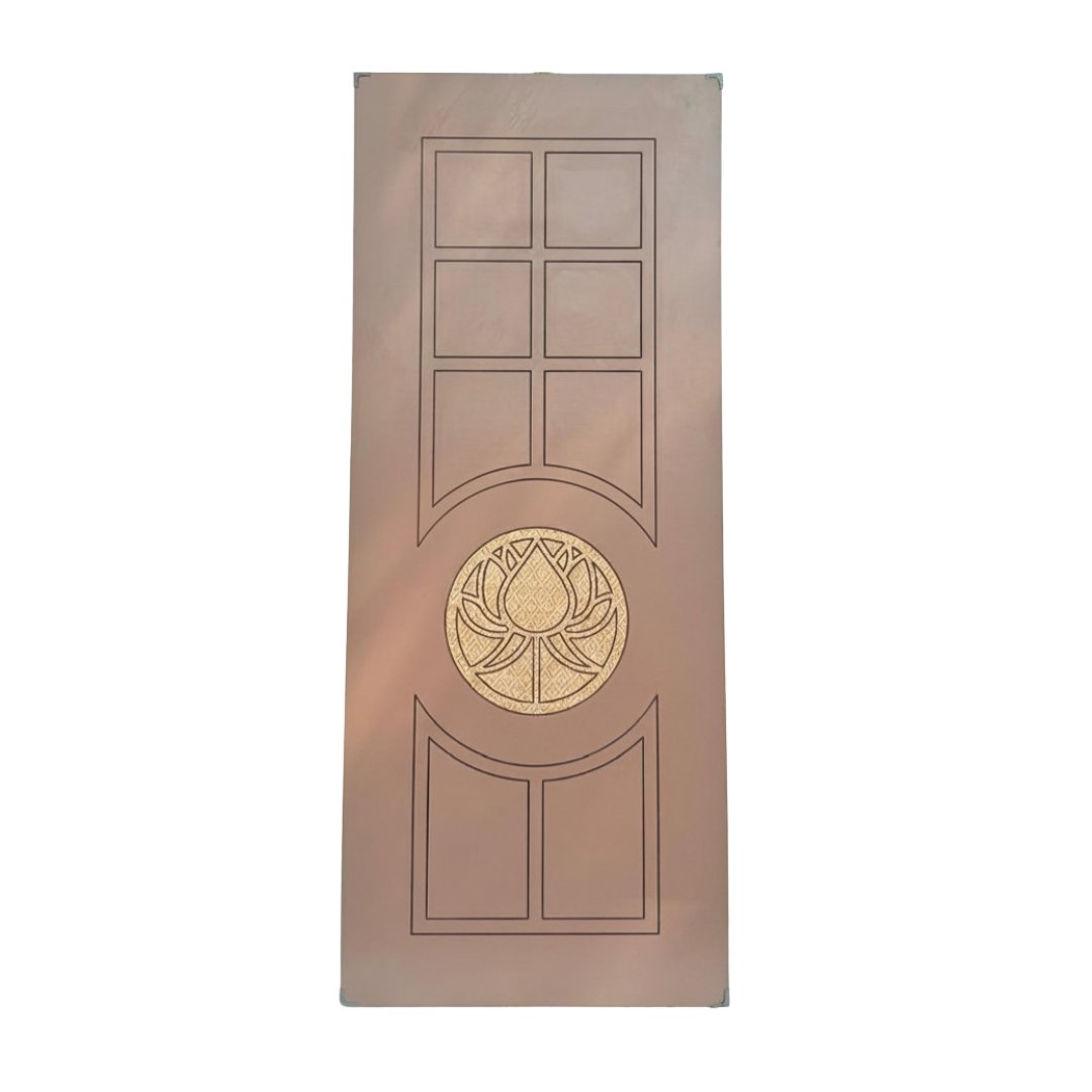 WD-M020 wooden door — designer geometric cnc design in two-tone laminate with CNC V-grooving