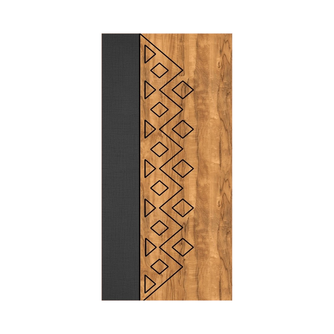 WD-M022 wooden door — designer geometric cnc design in two-tone laminate with CNC V-grooving