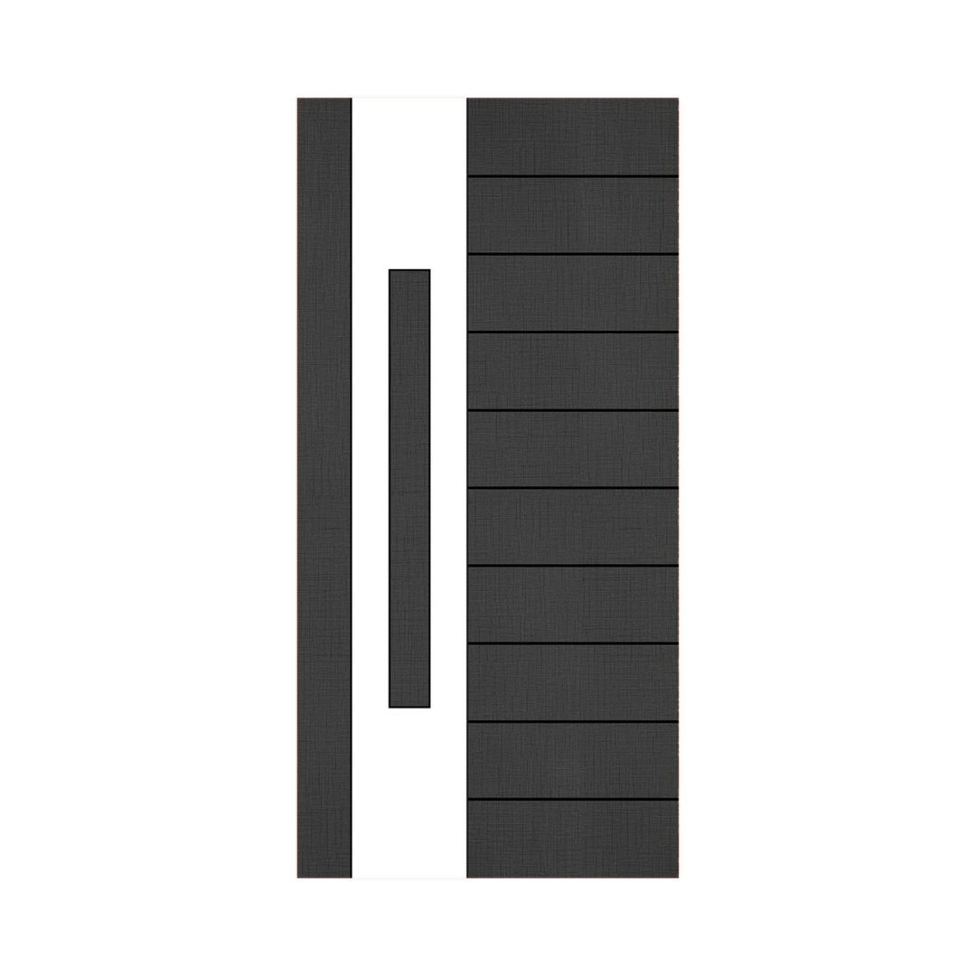 WD-M023 wooden door — designer geometric cnc design in two-tone laminate with CNC V-grooving