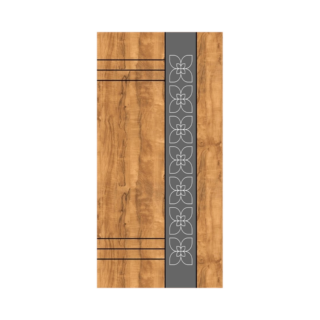 WD-M024 wooden door — designer geometric cnc design in two-tone laminate with CNC V-grooving