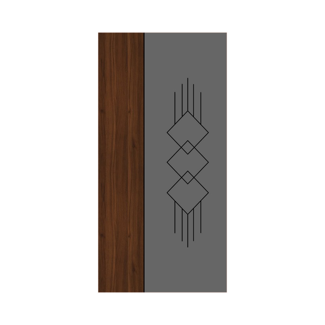 WD-M030 wooden door — designer geometric cnc design in two-tone laminate with CNC V-grooving
