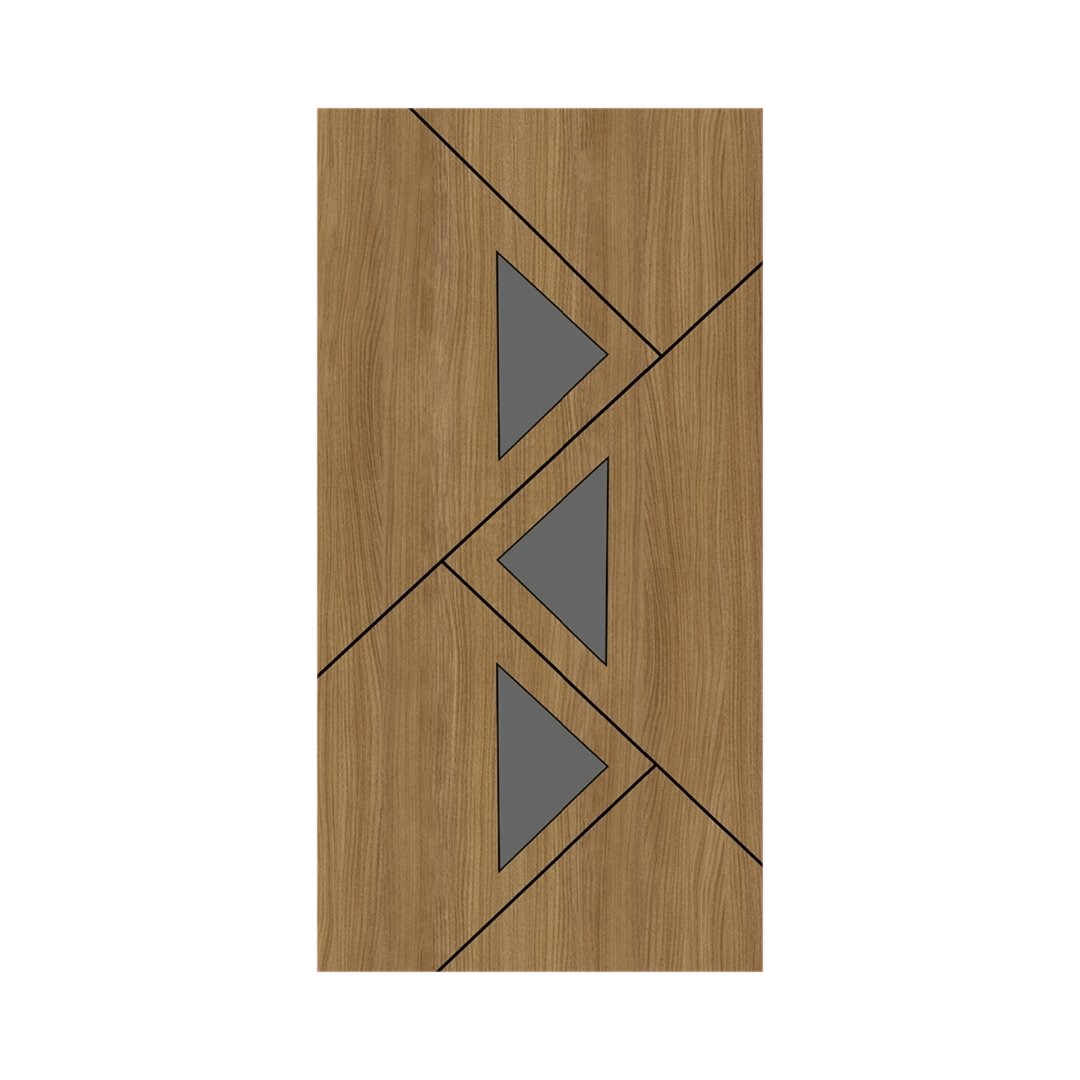 WD-M032 wooden door — designer geometric cnc design in two-tone laminate with CNC V-grooving