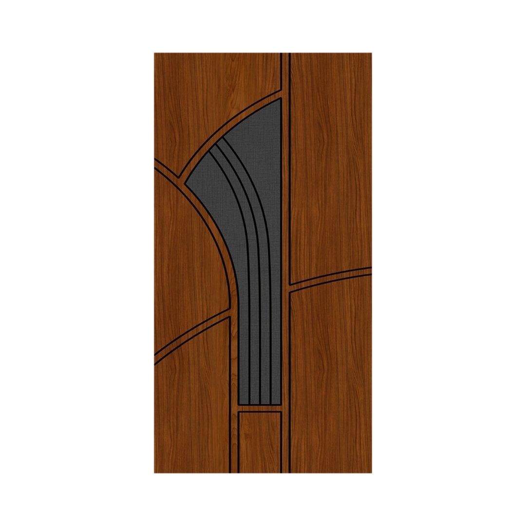 WD-M033 wooden door — designer geometric cnc design in two-tone laminate with CNC V-grooving