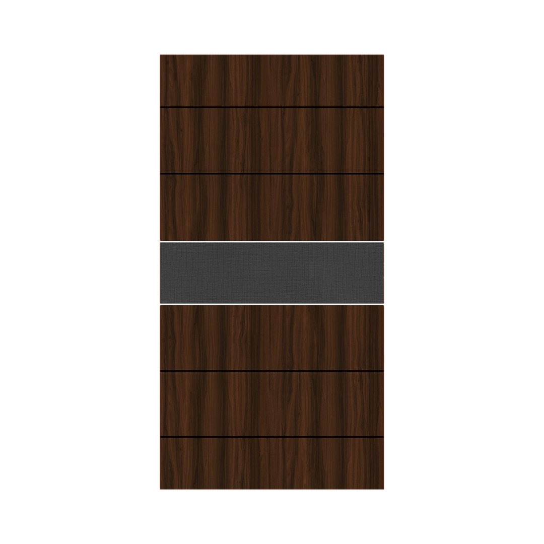 WD-M034 wooden door — designer geometric cnc design in two-tone laminate with CNC V-grooving