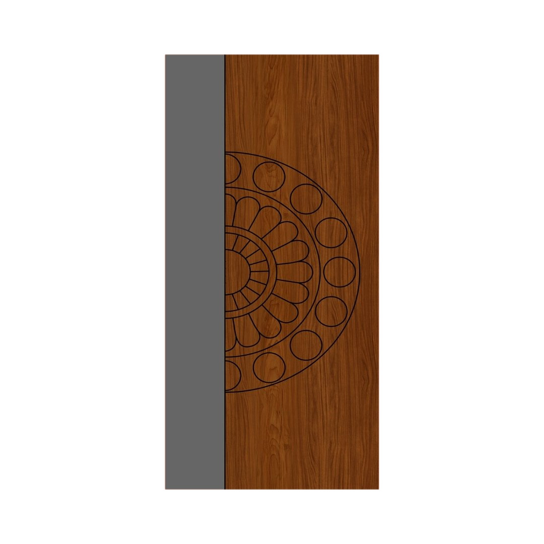 WD-M036 wooden door — designer geometric cnc design in two-tone laminate with CNC V-grooving