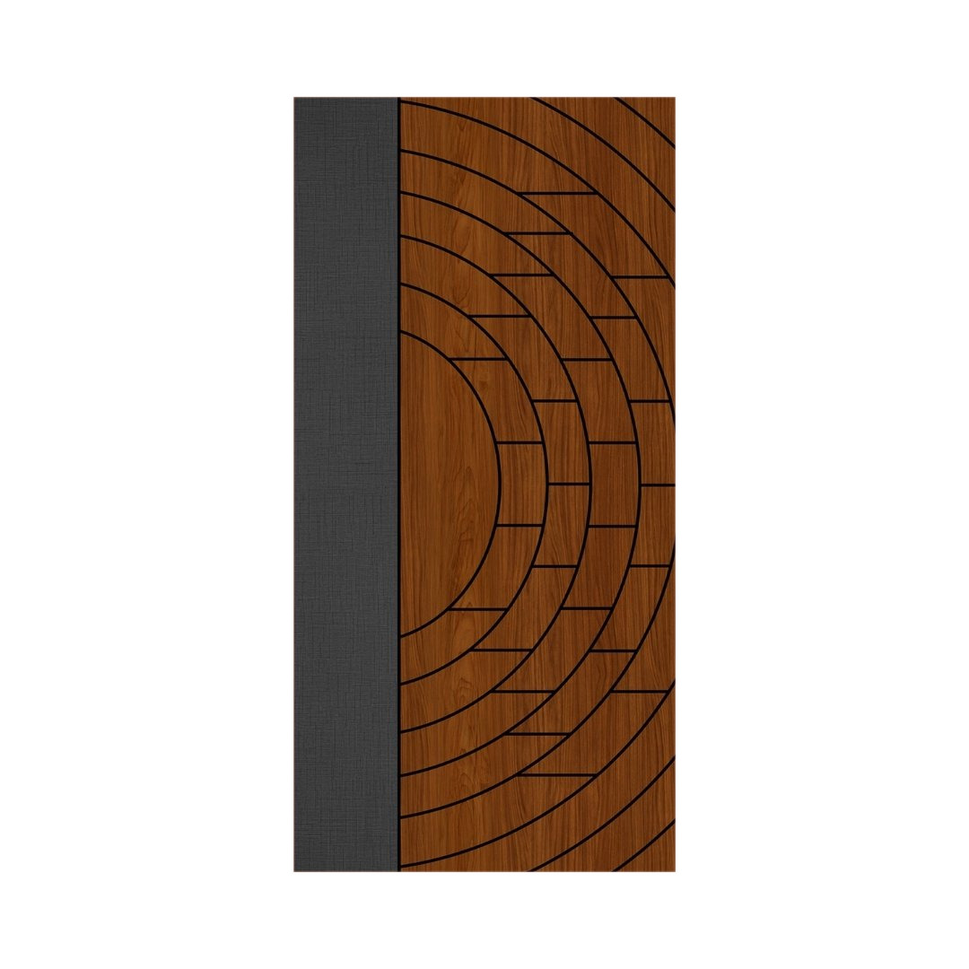 WD-M037 wooden door — designer geometric cnc design in two-tone laminate with CNC V-grooving