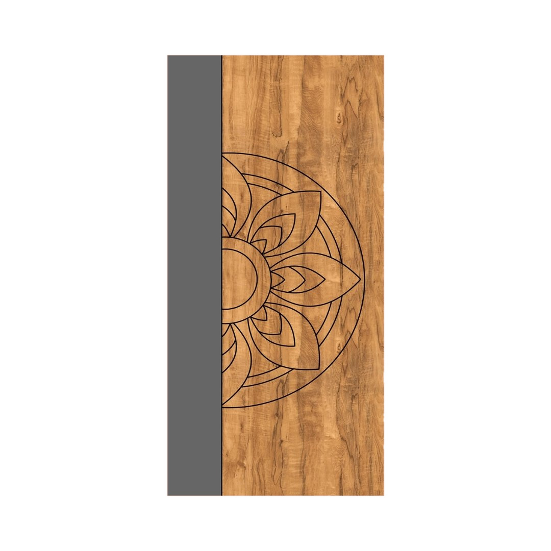 WD-M040 wooden door — designer geometric cnc design in two-tone laminate with CNC V-grooving