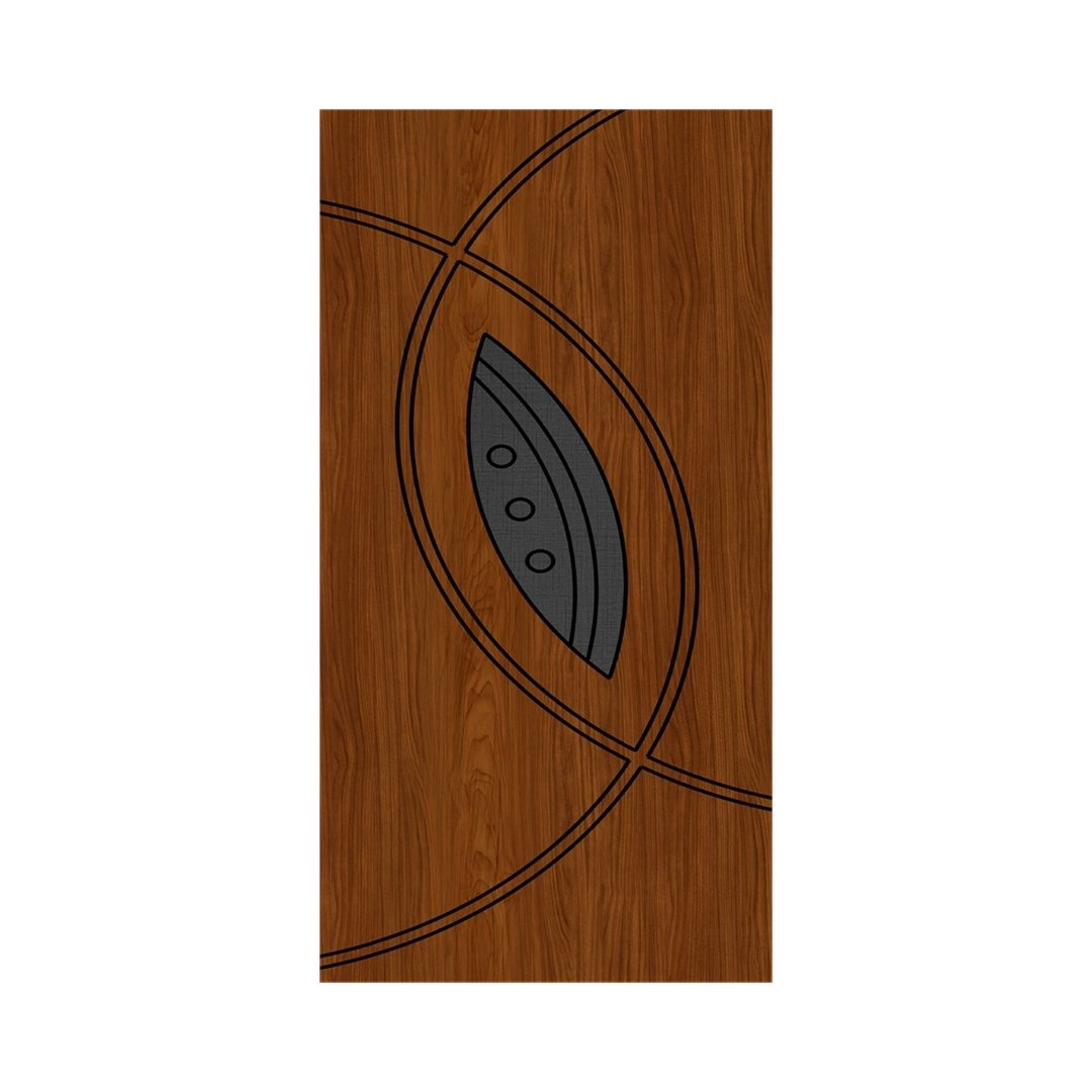 WD-M042 wooden door — designer geometric cnc design in two-tone laminate with CNC V-grooving