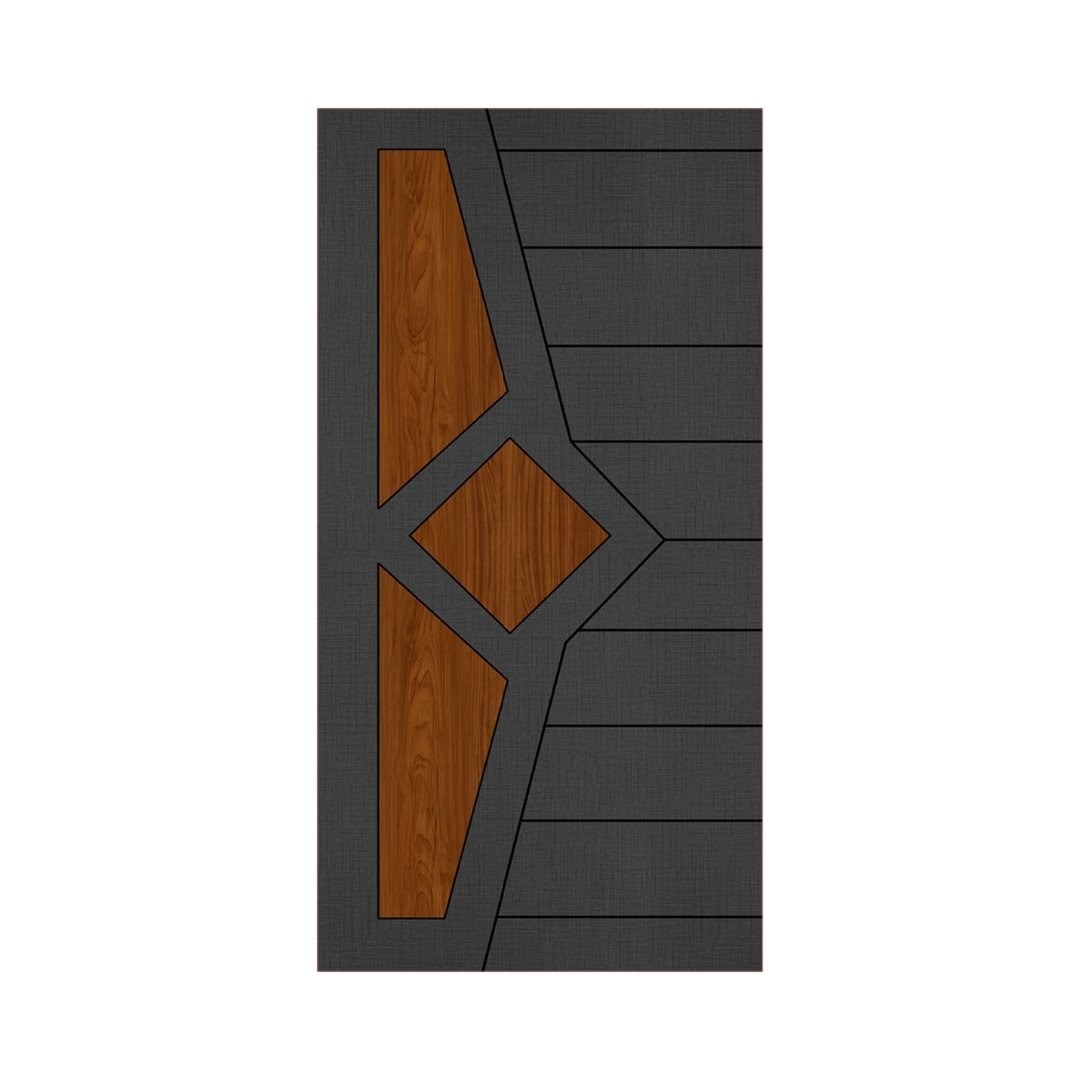 WD-M043 wooden door — designer geometric cnc design in two-tone laminate with CNC V-grooving