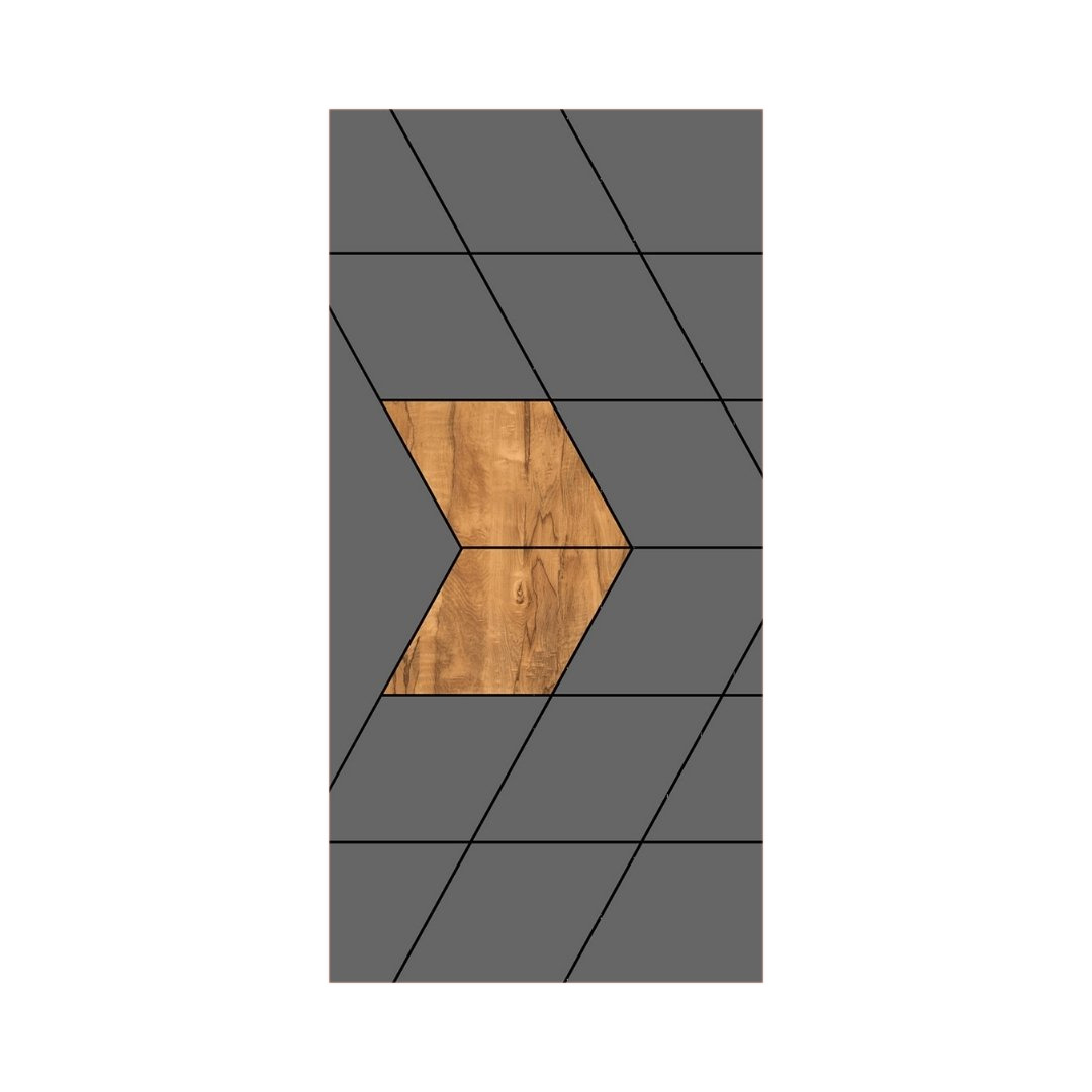 WD-M046 wooden door — designer geometric cnc design in two-tone laminate with CNC V-grooving