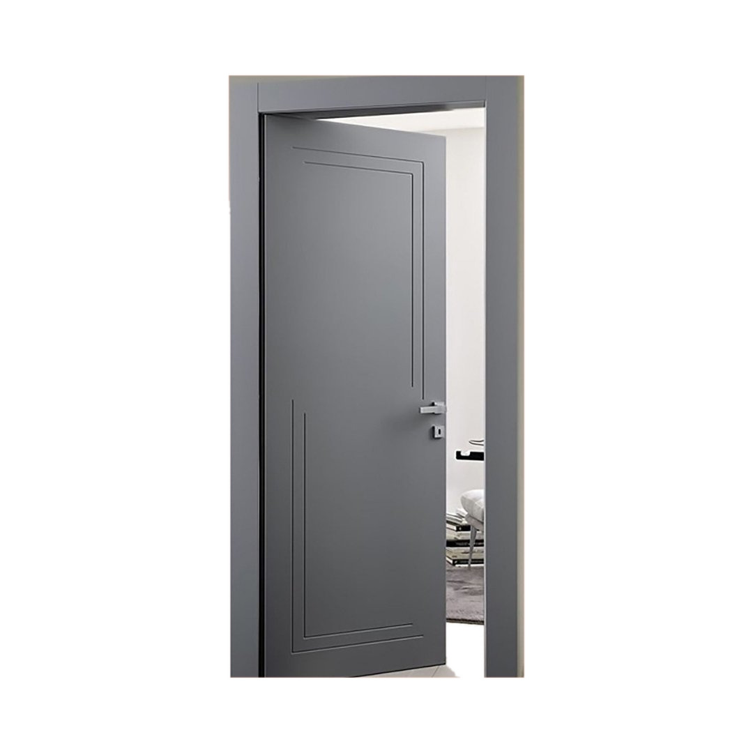 WD-M069 wooden door — designer geometric cnc design in two-tone laminate with CNC V-grooving