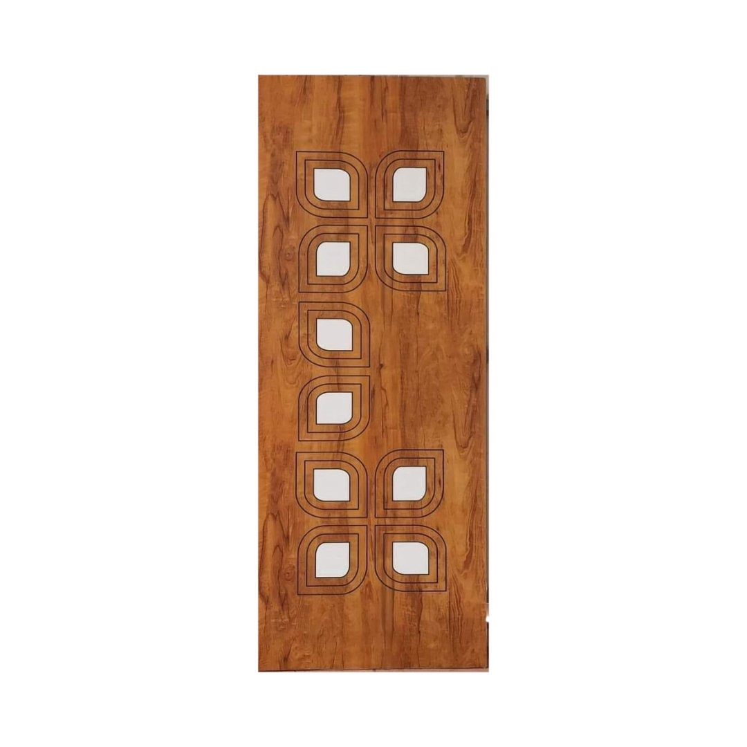 WD-M071 wooden door — designer geometric cnc design in two-tone laminate with CNC V-grooving