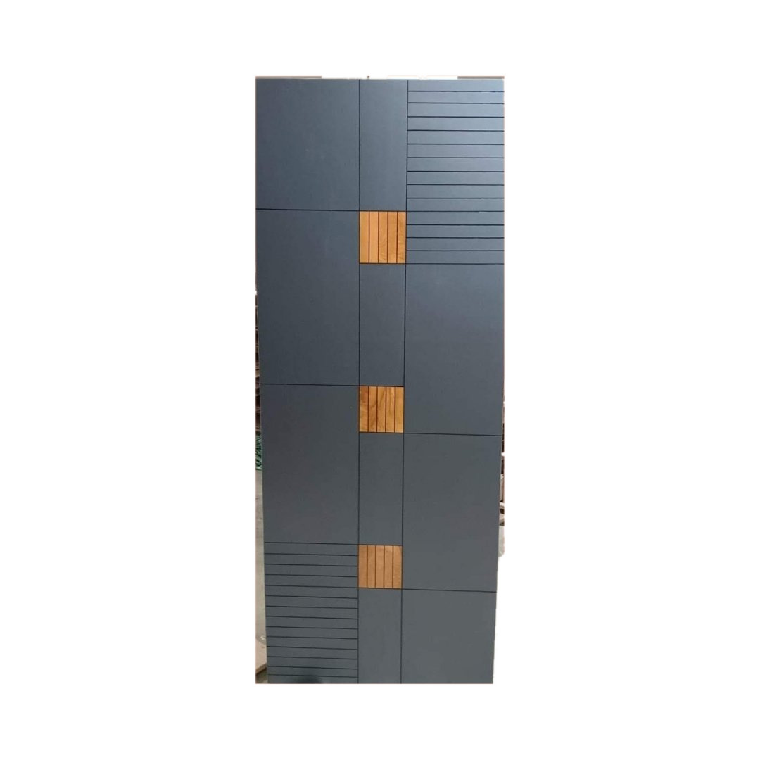 WD-M075 wooden door — designer geometric cnc design in two-tone laminate with CNC V-grooving