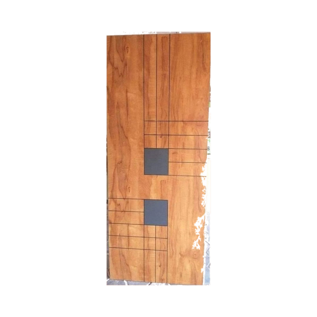WD-M078 wooden door — designer geometric cnc design in two-tone laminate with CNC V-grooving