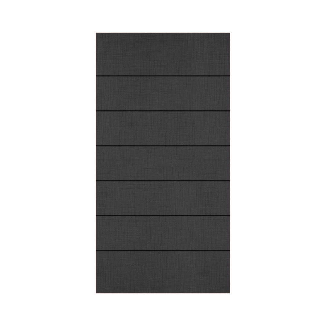 WD-S018 wooden door — modern groove minimalist design in single-colour laminate with CNC V-grooving