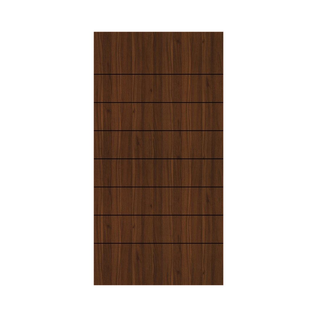 WD-S019 wooden door — modern groove minimalist design in single-colour laminate with CNC V-grooving