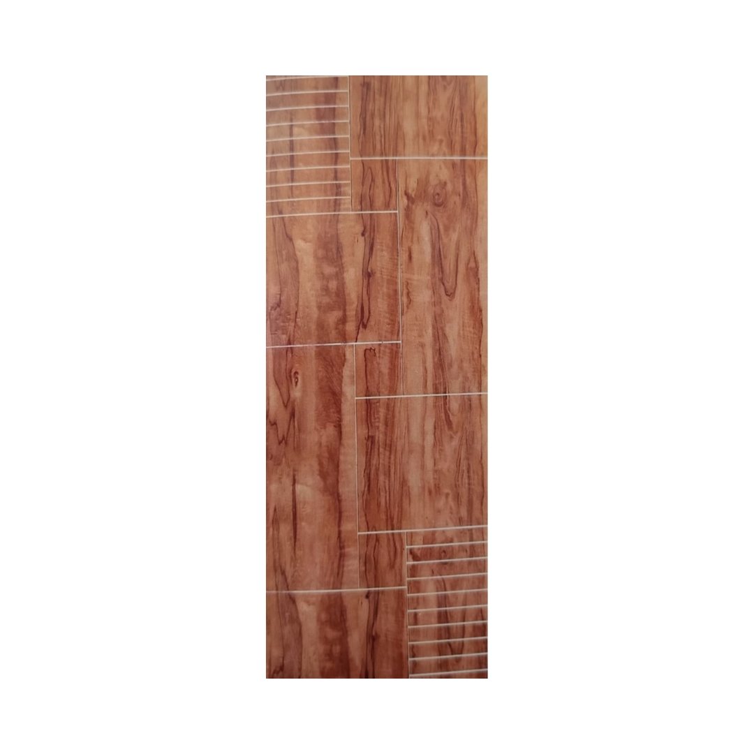WD-S034 wooden door — modern groove minimalist design in single-colour laminate with CNC V-grooving