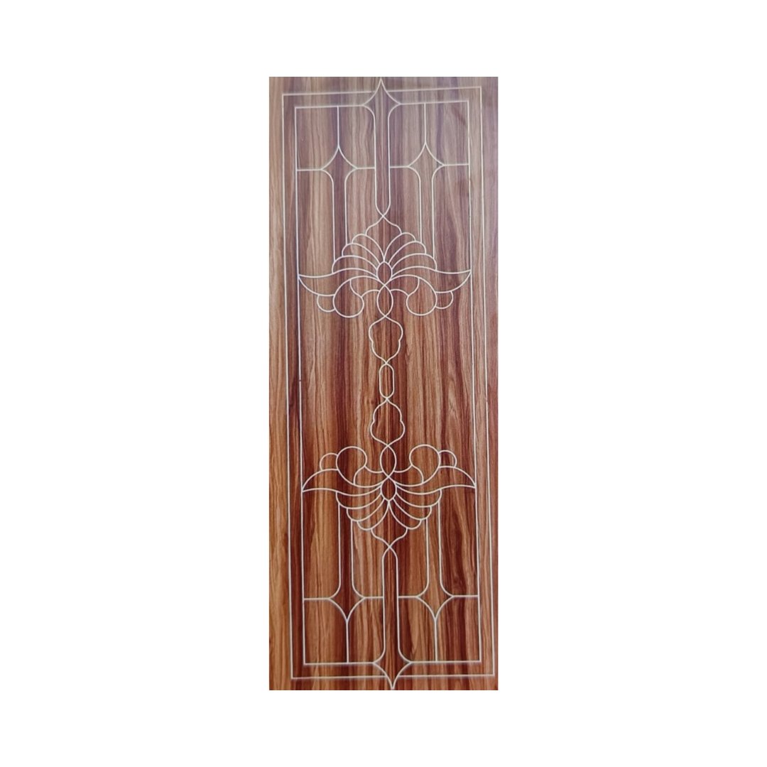 WD-S040 wooden door — modern groove minimalist design in single-colour laminate with CNC V-grooving