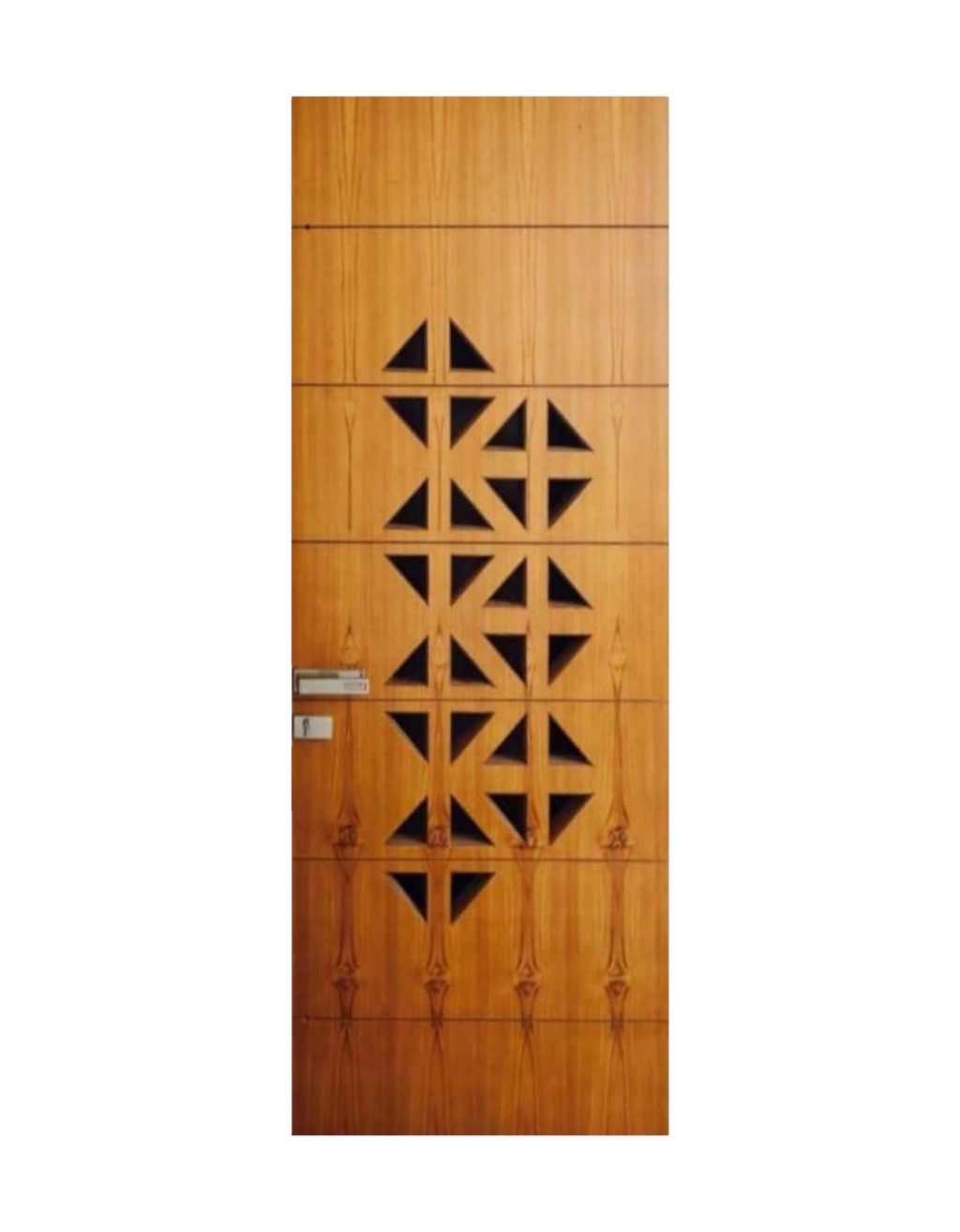 WD-SF003 wooden door — main security & cnc grill safety design in laminate face over a CNC steel safety grill