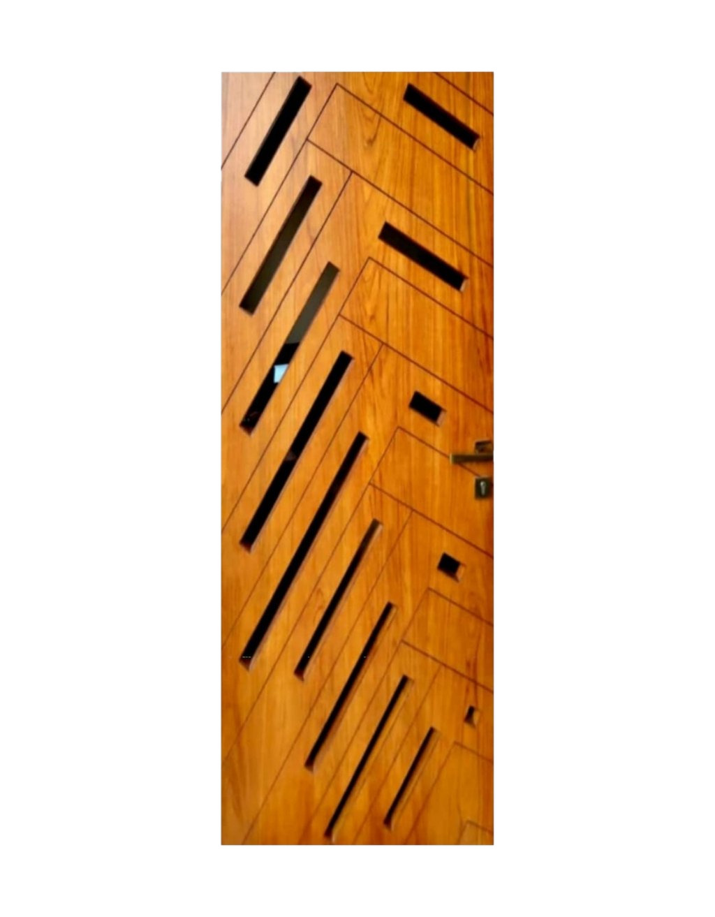 WD-SF009 wooden door — main security & cnc grill safety design in laminate face over a CNC steel safety grill