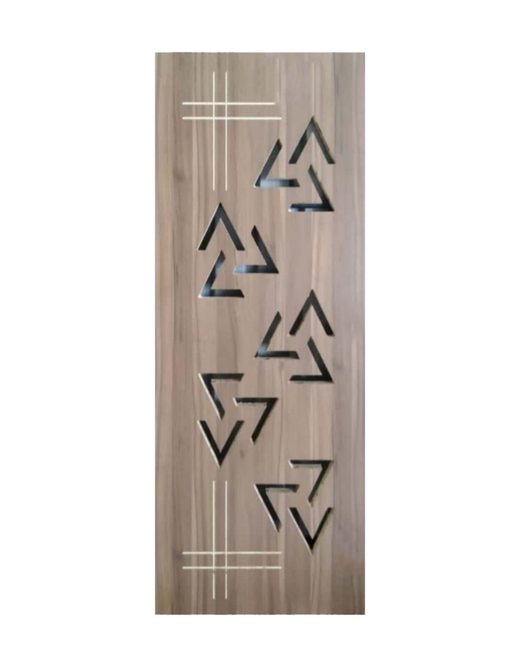 WD-SF015 wooden door — main security & cnc grill safety design in laminate face over a CNC steel safety grill