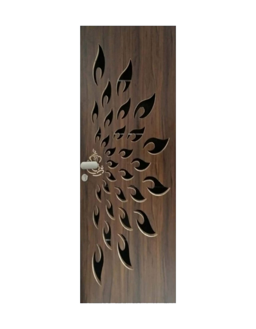 WD-SF020 wooden door — main security & cnc grill safety design in laminate face over a CNC steel safety grill