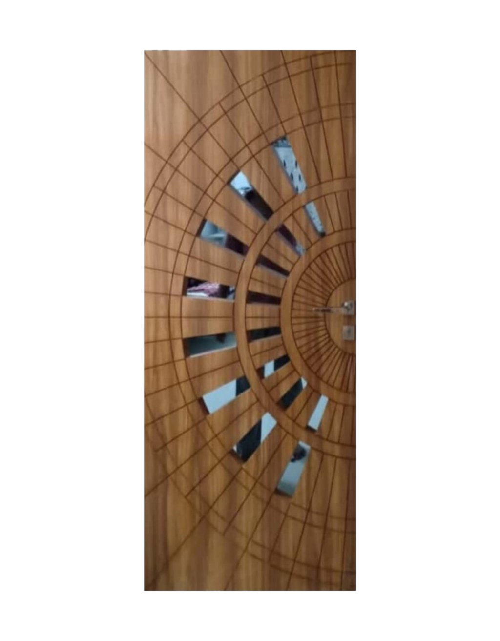 WD-SF023 wooden door — main security & cnc grill safety design in laminate face over a CNC steel safety grill