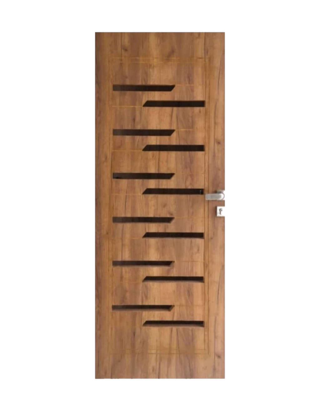 WD-SF026 wooden door — main security & cnc grill safety design in laminate face over a CNC steel safety grill