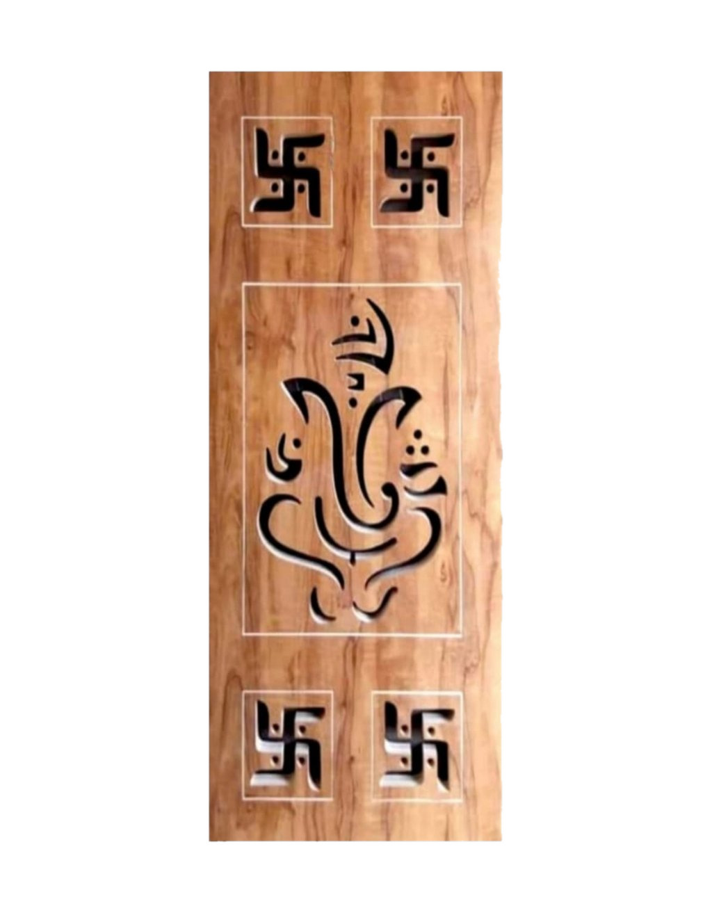 WD-SF027 wooden door — main security & cnc grill safety design in laminate face over a CNC steel safety grill