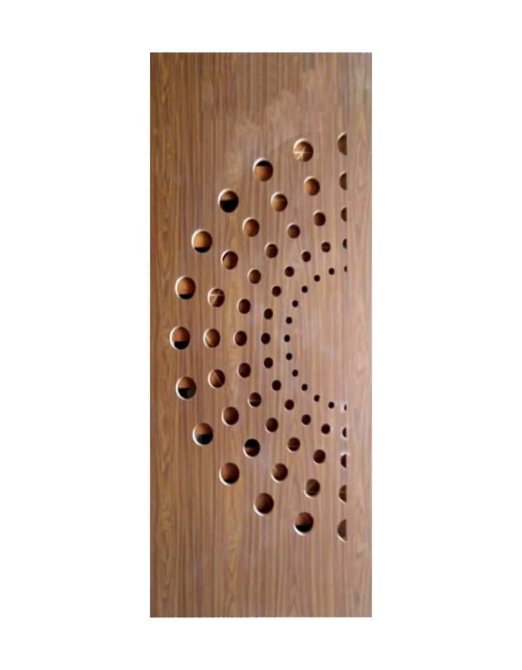 WD-SF032 wooden door — main security & cnc grill safety design in laminate face over a CNC steel safety grill