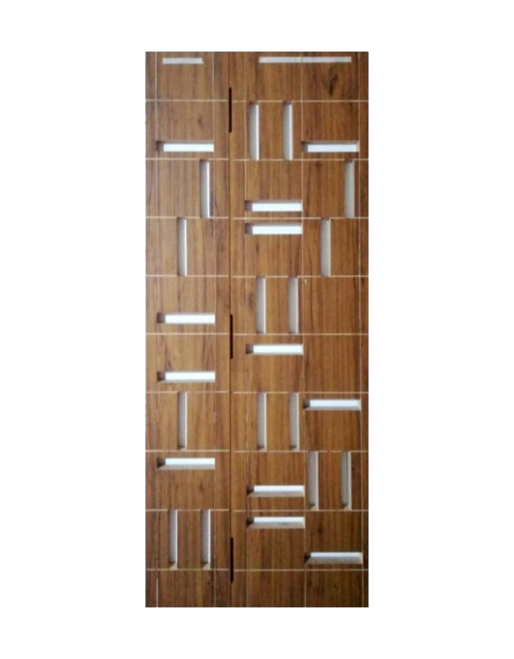 WD-SF035 wooden door — main security & cnc grill safety design in laminate face over a CNC steel safety grill